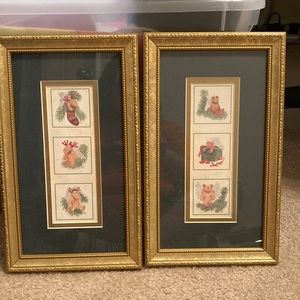 A set of two 3-paneled Christmas pictures